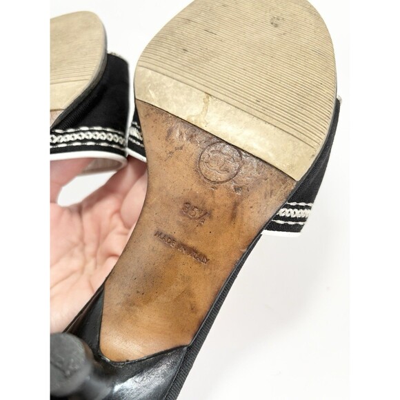 Chanel Kitten Heels Black Canvas w/ White Embroidery Vintage Y2K Sz EU 35.5 - Picture 14 of 14